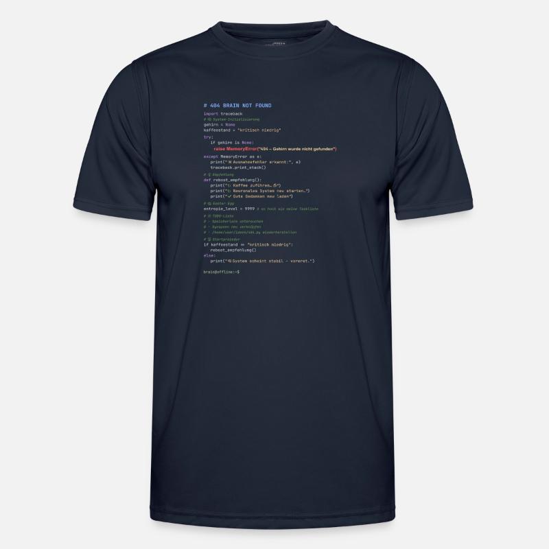 404 Cerveau introuvable Code Python - T-shirt sport Homme - bleu marine