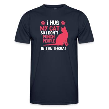 Ich Umarme Meine Katze, Damit Ich Keine Leute - Männer Funktions-T-Shirt - Navy - Vorne - AI Model Male 178 dark (178cm)
