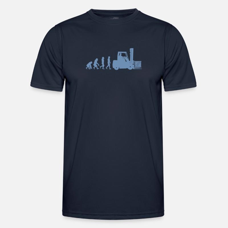 Evolution eines Staplerfahrer - Männer Funktions-T-Shirt - Navy