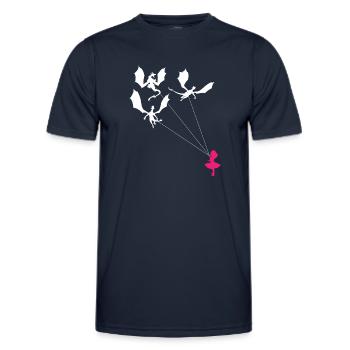 Funny Trendy Little Girl With Dragon - Men's Functional T-Shirt - navy - Front - AI Model Male 178 dark (178cm)