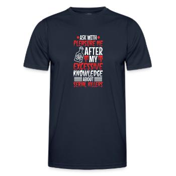 Demandez-moi si j’ai une connaissance excessive de la série - T-shirt sport Homme - bleu marine - Devant - AI Model Male 178 dark (178cm)