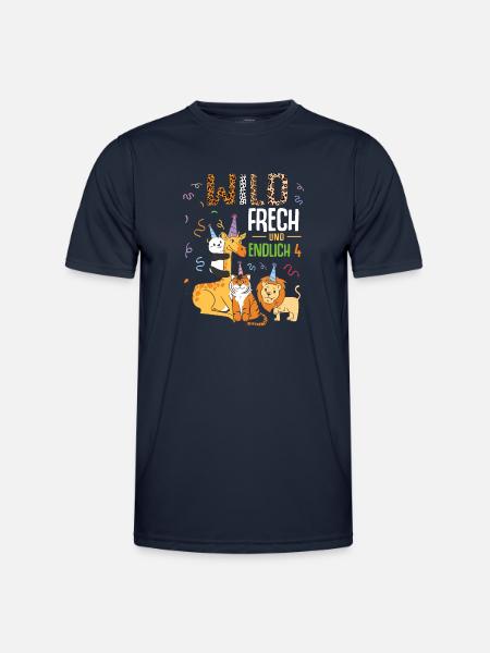Wild Frech und Endlich 4 Jahre, 4. Geburtstag - Männer Funktions-T-Shirt - Navy
