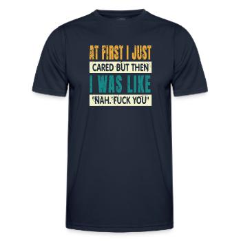 Au début, je m’en occupais juste - T-shirt sport Homme - bleu marine - Devant - AI Model Male 178 dark (178cm)