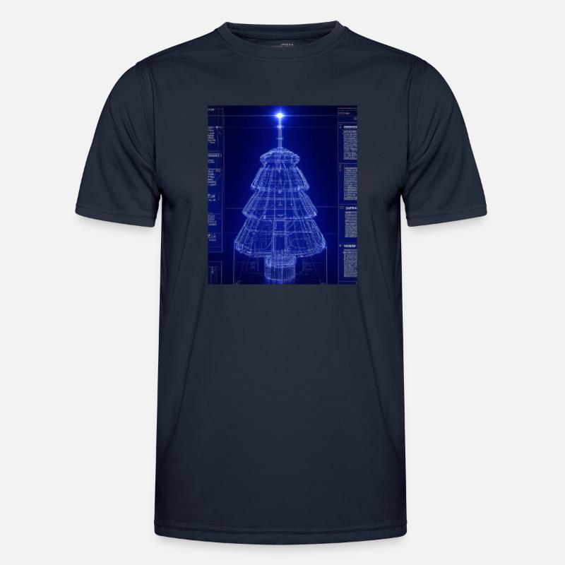 Weihnachten Weihnachtsbaum Schematic Blaupause Männer Funktions-T-Shirt