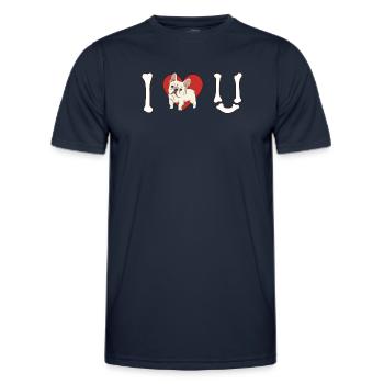 Ich Liebe Französische Bulldogge Bones Heart Puppy - Männer Funktions-T-Shirt - Navy - Vorne - AI Model Male 178 dark (178cm)