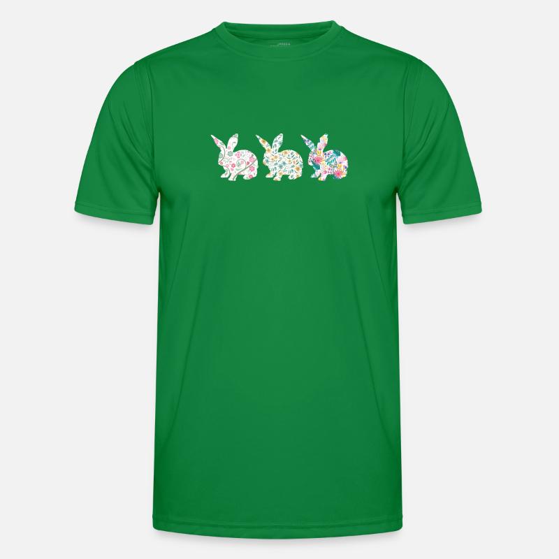 Easter Three Bunnies Rabbit Flower Männer Funktions-T-Shirt