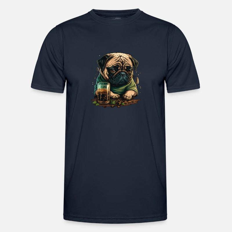 Grumpy Pug drinks whiskey - Men's Functional T-Shirt - navy