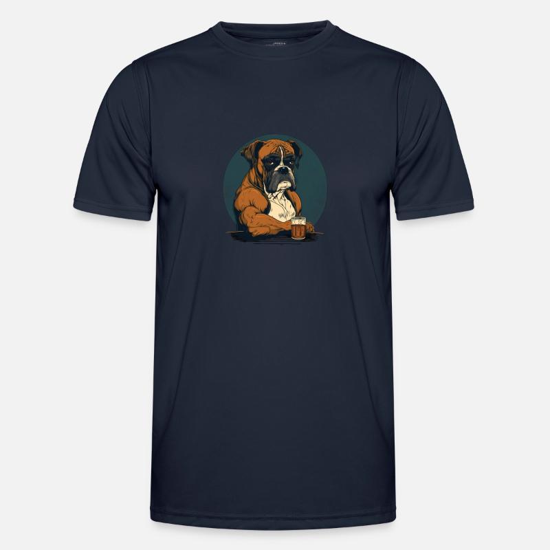 Grumpy boxer drinks whiskey - Men's Functional T-Shirt - navy
