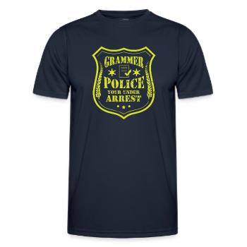 Grammar Police - English Teacher - Men's Functional T-Shirt - navy - Front - AI Model Male 178 dark (178cm)