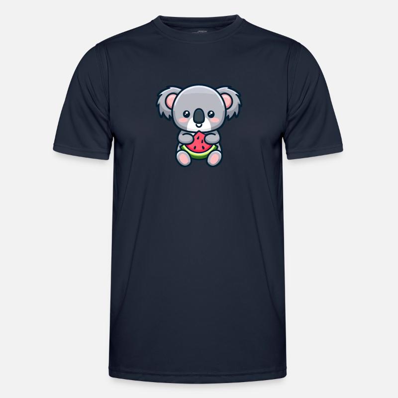 sweet koala eats red watermelon - Men's Functional T-Shirt - navy