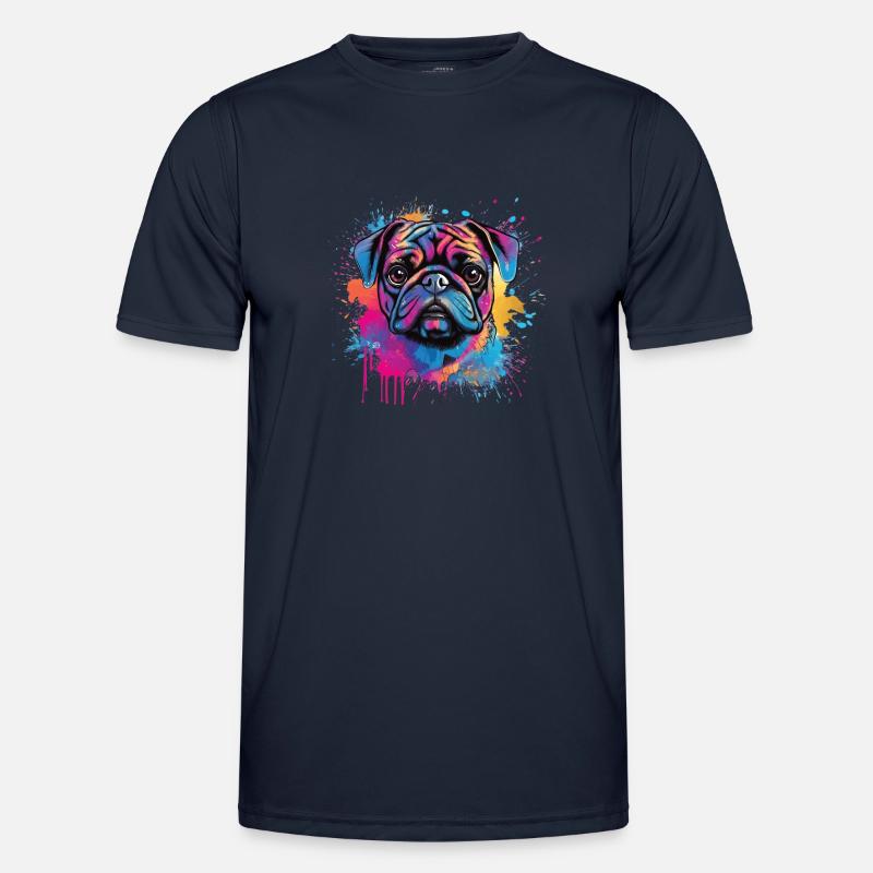 Mops-farbspritzer-design Männer Funktions-T-Shirt