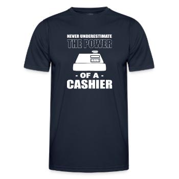 Never Underestimate The Power Of Cashier Kassierer - Männer Funktions-T-Shirt - Navy - Vorne - AI Model Male 178 dark (178cm)