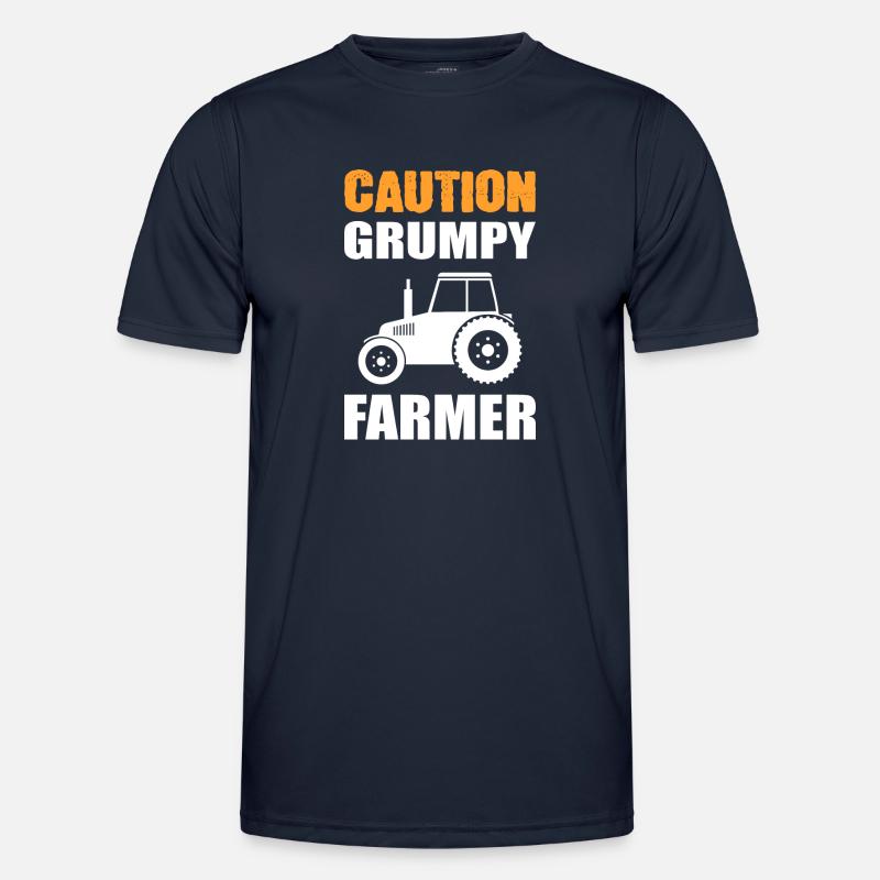 Caution Grumpy Farmer Bauer - Männer Funktions-T-Shirt - Navy
