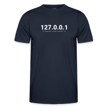 127.0.0.1 - Sanctuaire des codeurs - T-shirt sport Homme - bleu marine - Devant - AI Model Male 178 dark (178cm)
