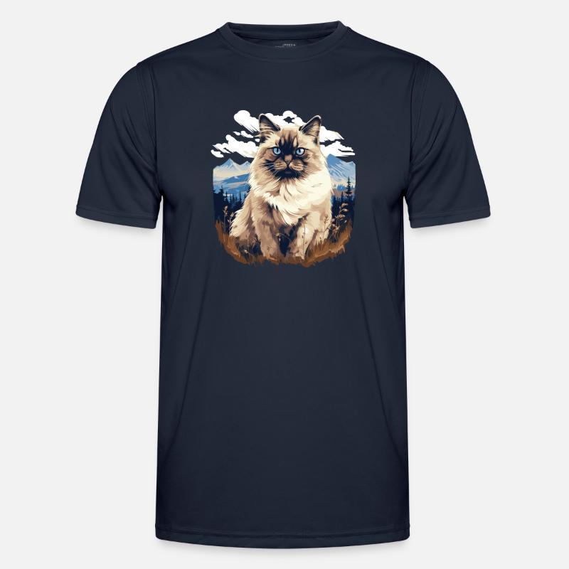 Birman Cat Birma Katze - Men's Functional T-Shirt - navy