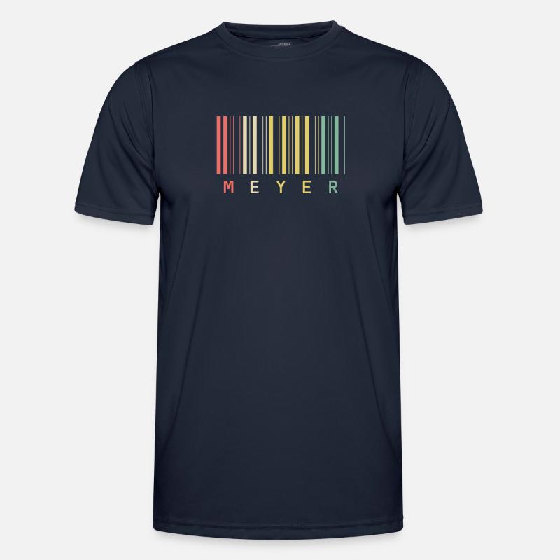 Meyer Familienname Balkencode Barcode Geschenk Männer Funktions-T-Shirt