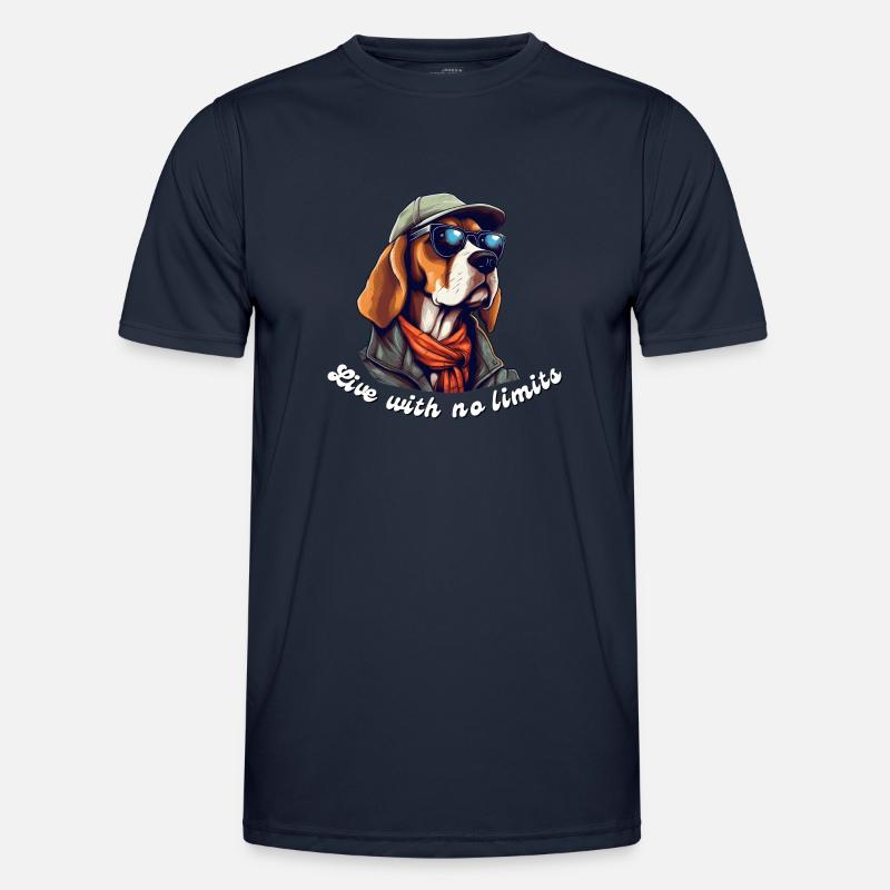 Live with no limits - Hipster beagle - Men's Functional T-Shirt - navy