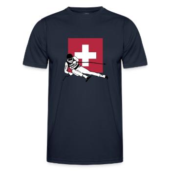 ski - alpine - apres - Suisse - T-shirt sport Homme - bleu marine - Devant - AI Model Male 178 dark (178cm)
