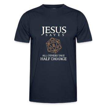 Jeu de rôle que Jésus sauve, dés RPG - T-shirt sport Homme - bleu marine - Devant - AI Model Male 178 dark (178cm)