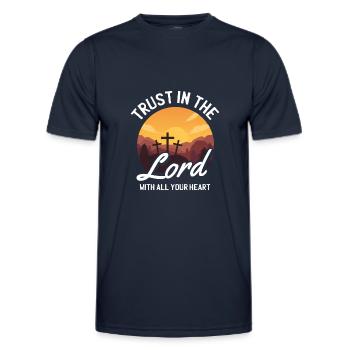 Jésus Proverbe Dieu foi Bible Prière Don - T-shirt sport Homme - bleu marine - Devant - AI Model Male 178 dark (178cm)