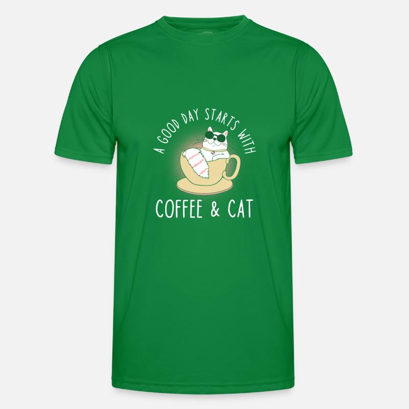 Kaffee Katze Spruch Männer Funktions-T-Shirt
