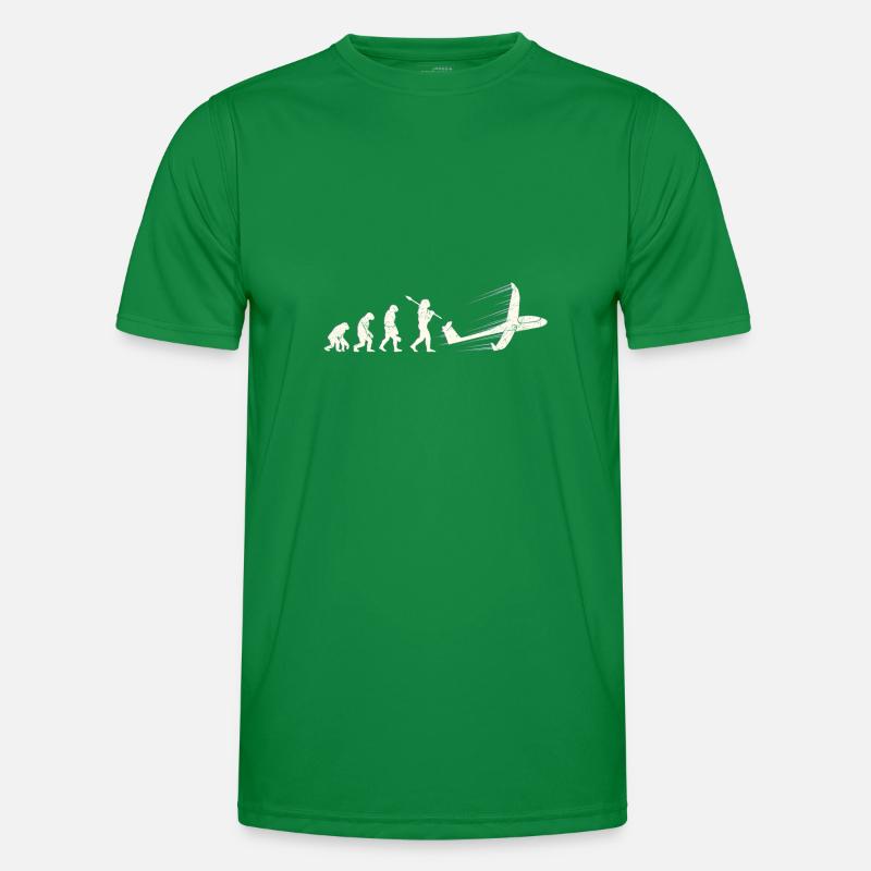 Segelflugzeug Pilot Evolution Affe Mensch Männer Funktions-T-Shirt