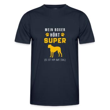 Boxer Hund Spruch lustig - Männer Funktions-T-Shirt - Navy - Vorne - AI Model Male 178 dark (178cm)
