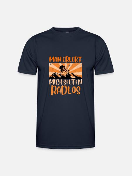 Mountainbike Geschenk MTB Spruch selten radlos - Männer Funktions-T-Shirt - Navy