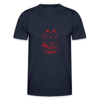 Waving cat Japan Japanese cat ramen - Men's Functional T-Shirt - navy - Front - AI Model Male 178 dark (178cm)