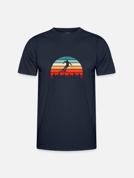 Ski Rétro - T-shirt sport Homme - bleu marine