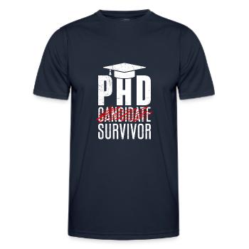 PHD Doctoral Thesis Survivor Passed - Men's Functional T-Shirt - navy - Front - AI Model Male 178 dark (178cm)
