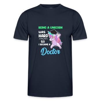 Docteur Licorne 2022 Doctorat Disputation - T-shirt sport Homme - bleu marine - Devant - AI Model Male 178 dark (178cm)