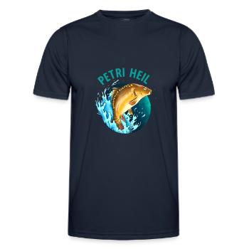 Petri Heil Fishing Carp Fishing Saying - Men's Functional T-Shirt - navy - Front - AI Model Male 178 dark (178cm)