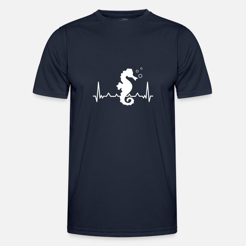 Seepferdchen Herzschlag Herz Herzfrequenz - Männer Funktions-T-Shirt - Navy