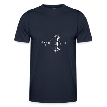 Archer Compound Bow Heartbeat ECG - Men's Functional T-Shirt - navy - Front - AI Model Male 178 dark (178cm)