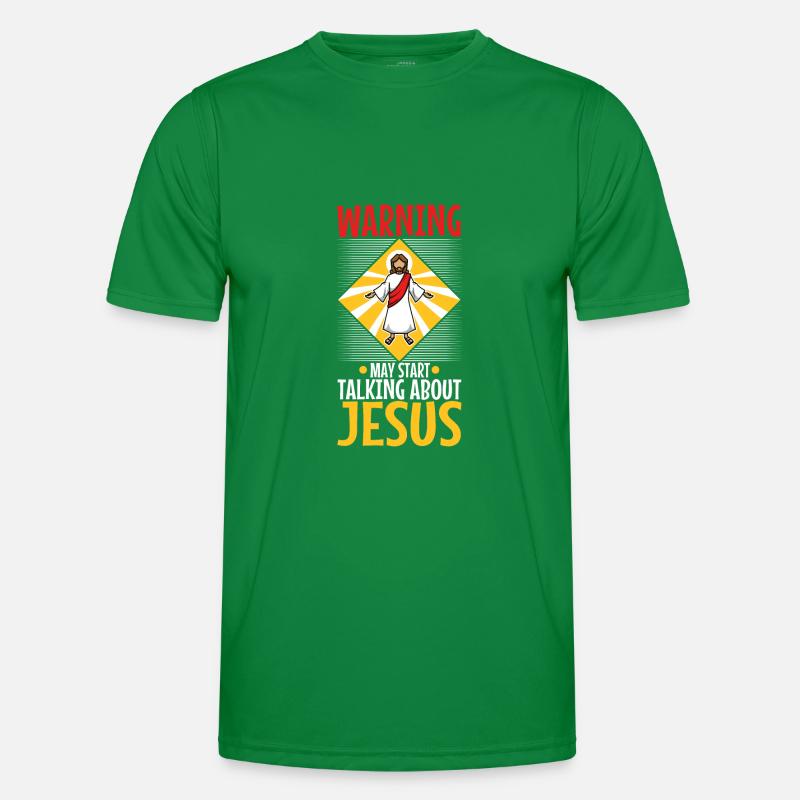 Warning may start talking about Jesus Männer Funktions-T-Shirt