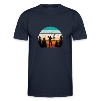 Vintage Archer Compound Bow Archery - Men's Functional T-Shirt - navy - Front - AI Model Male 178 dark (178cm)