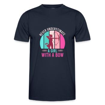 Never underestimate a girl with bow bow bow - Men's Functional T-Shirt - navy - Front - AI Model Male 178 dark (178cm)