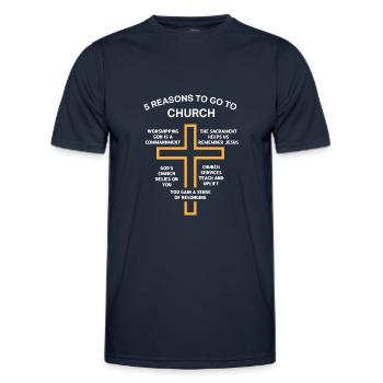 5 Reasons to Go to Church - Men's Functional T-Shirt - navy - Front - AI Model Male 178 dark (178cm)