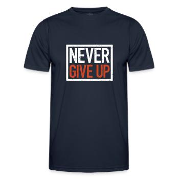 Ne jamais abandonner, citation motivante - T-shirt sport Homme - bleu marine - Devant - AI Model Male 178 dark (178cm)