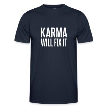 Karma will fix it fate Karma never forgets - Men's Functional T-Shirt - navy - Front - AI Model Male 178 dark (178cm)