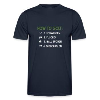 Wie Man Golf Spielt, Golfball - Männer Funktions-T-Shirt - Navy - Vorne - AI Model Male 178 dark (178cm)