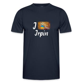 J’adore le drapeau de la ville ukrainienne d’Irpin - T-shirt sport Homme - bleu marine - Devant - AI Model Male 178 dark (178cm)