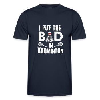 Badminton, Badminton -Spieler - Männer Funktions-T-Shirt - Navy - Vorne - AI Model Male 178 dark (178cm)