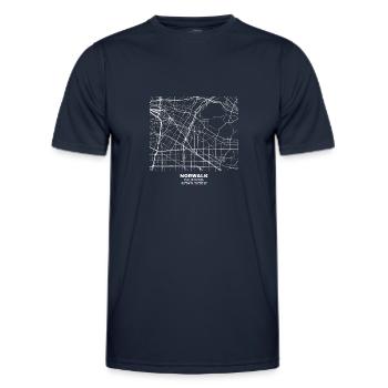 Norwalk California Adventure Coordinaten Road Map - Men's Functional T-Shirt - navy - Front - AI Model Male 178 dark (178cm)