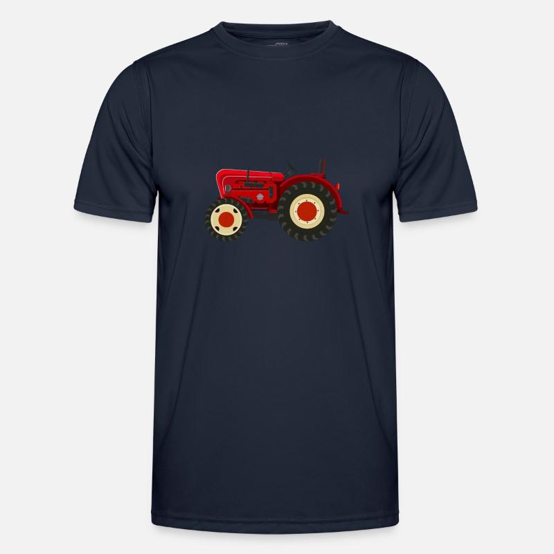 Retro Oldtimer-Traktor rot - Männer Funktions-T-Shirt - Navy