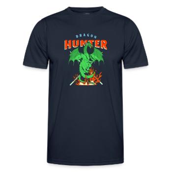 Drachen spuckt Feuer Geschenk Zeichentrickfigur - Männer Funktions-T-Shirt - Navy - Vorne - AI Model Male 178 dark (178cm)