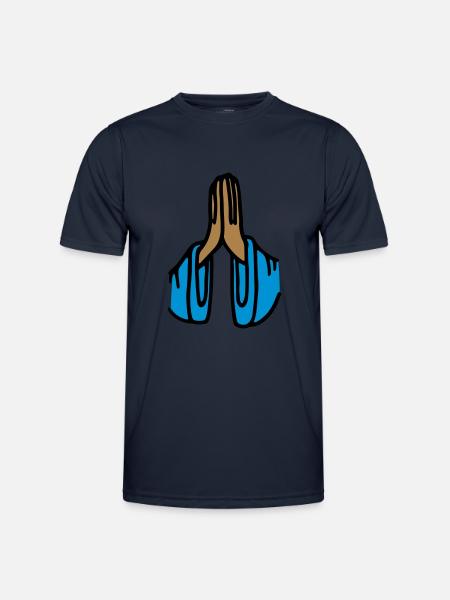 Gebed Dankbaarheid Gevouwen Handen Meditatie Bidden - Functioneel T-shirt voor mannen - navy