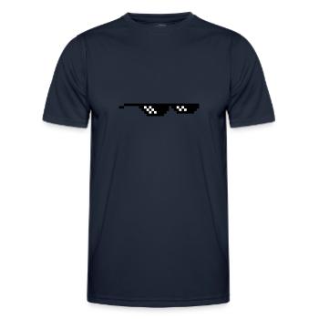 geek brille pixel internet meme spaß - Männer Funktions-T-Shirt - Navy - Vorne - AI Model Male 178 dark (178cm)