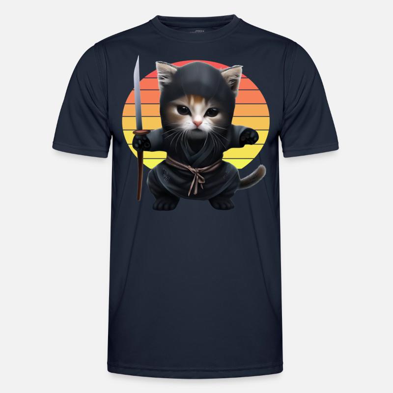 Coucher de soleil de chat ninja T-shirt sport Homme